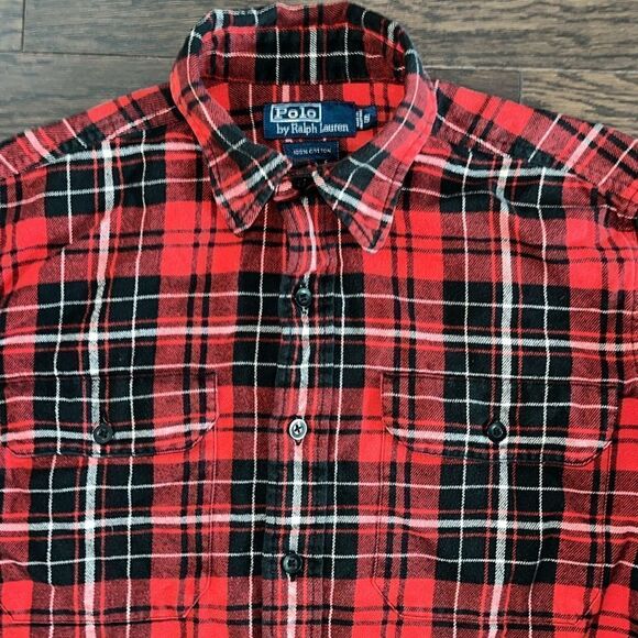 Polo Ralph Lauren Holiday Red Black Plaid tartan Button Down Shirt-S 2 pockets - Picture 1 of 4